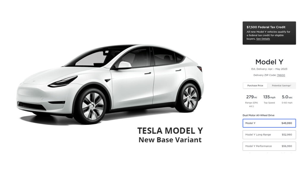 Tesla Model Y gets a new base variant and prices are dropped across the lineup.
