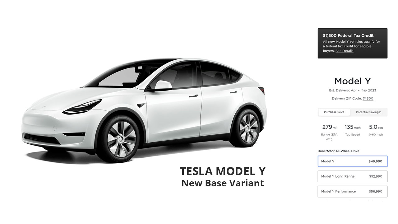 Tesla introduces a new cheaper Model Y base variant, drops prices