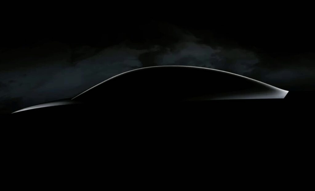 Teaser image of Tesla's next-gen electric vehicle.