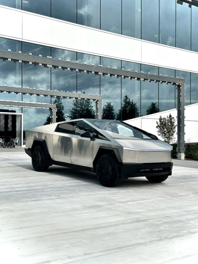 Tesla Cybertruck alpha prototype standing outside Tesla HQ in Austin, TX on the 2023 Annual Shareholder Meeting Day (16th May 223).