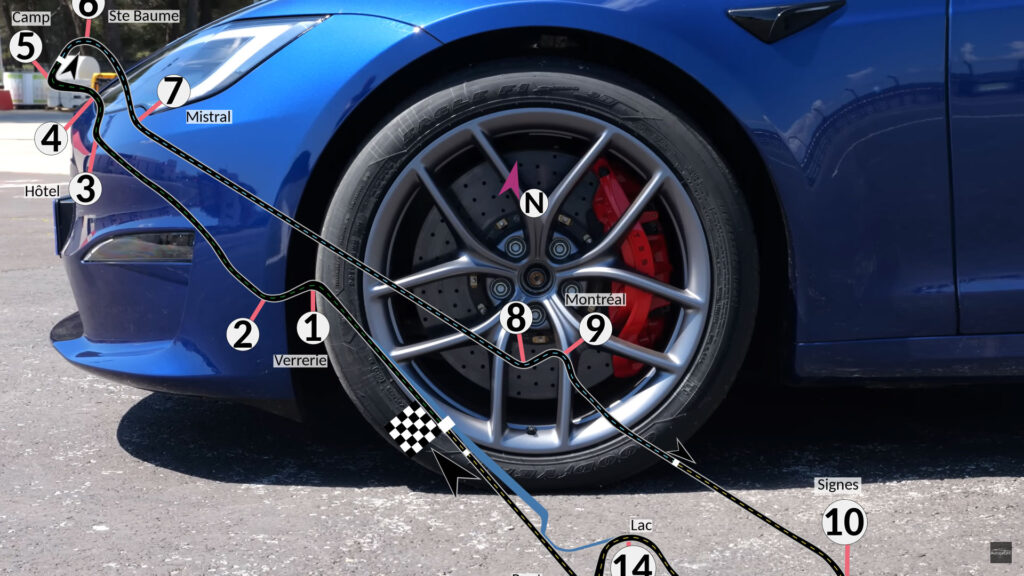 Tesla Model S Plaid with the Track Package 20" forged wheels, special tires, carbon ceramic brakes, and an extensive test on the race track (video).