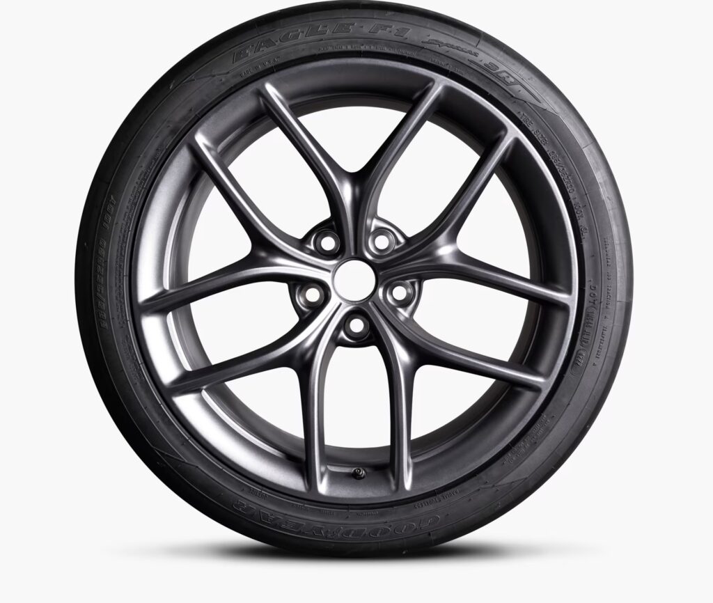 Tesla 20" Zero-G wheels and Goodyear Supercar 3R tires for Model S Plaid Track Package.