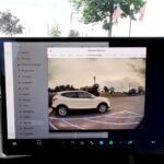 Tesla Autopilot camera previews on a Tesla screen. New feature added in the 2023.20.4.1 software update.