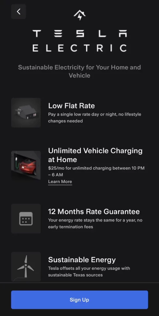 Screenshot of the Tesla email invitation to sign up for the $25/mo overnight vehicle charging plan for Texas customers.