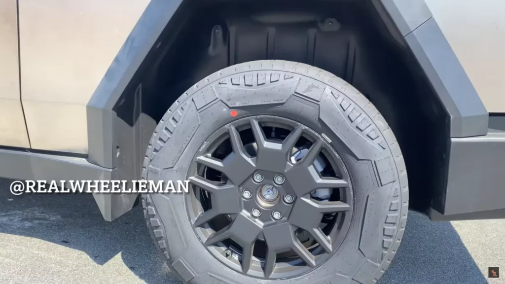 Tesla Cybertruck 20" wheels as seen on a release candidate prototypes manufactured at Giga Texas.