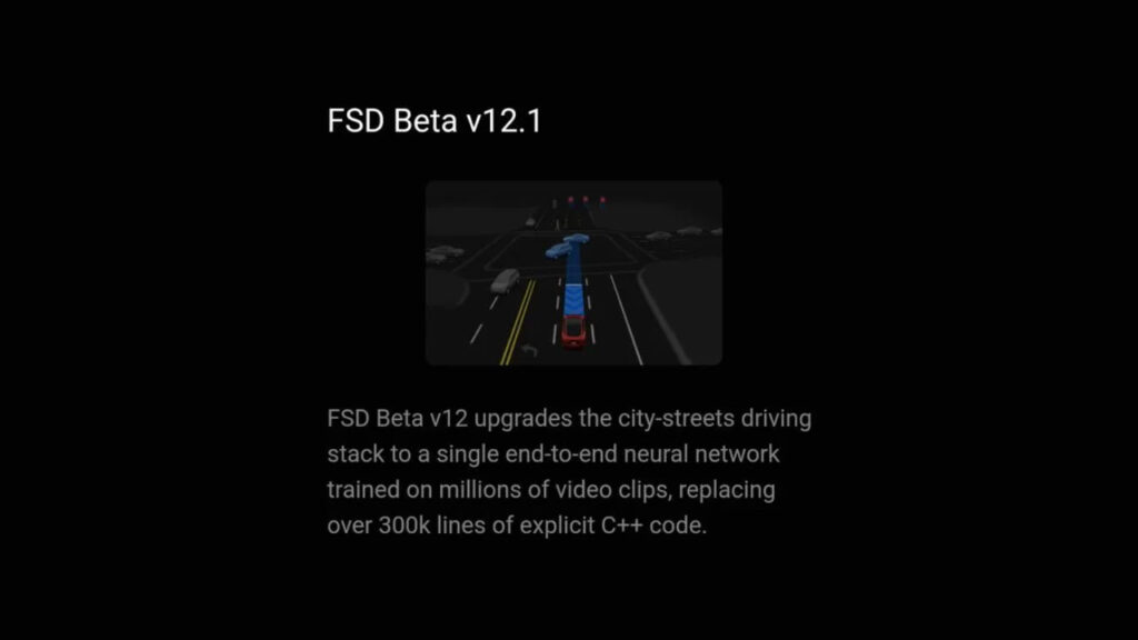 Screenshot of the Tesla FSD Beta V12.1 Release Notes (for Tesla employees only).