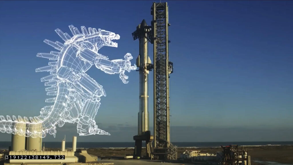 SpaceX Starship is as tall as the fictional movie character Godzilla.