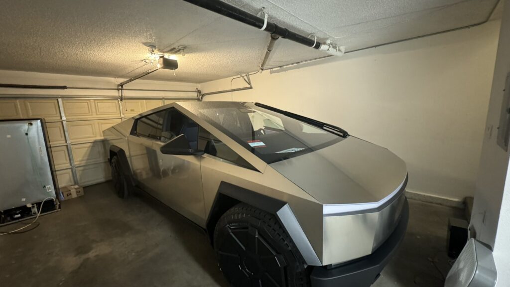 Tesla Cybertruck fits in a customer's garage easily.
