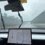 Tesla automatic wipers in action during rain.