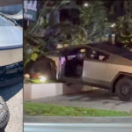 Tesla Cybertruck found at a Dream Motor Cars showroom near its crash site of Beverly Hills Hotel, California.