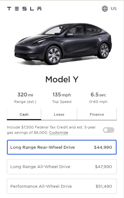 Screenshot: Prices of all the variants of the Tesla Model Y in the United States as of 4th May 2024. Tesla Model 3 Performance gets a $1K price increase and is eligible for the $7,500 federal tax credit. 