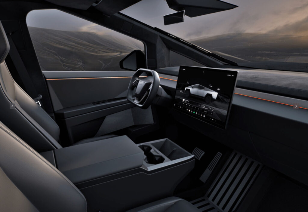The all-new Foundation Series Tesla Cybertruck Tactical Grey interior trim option.