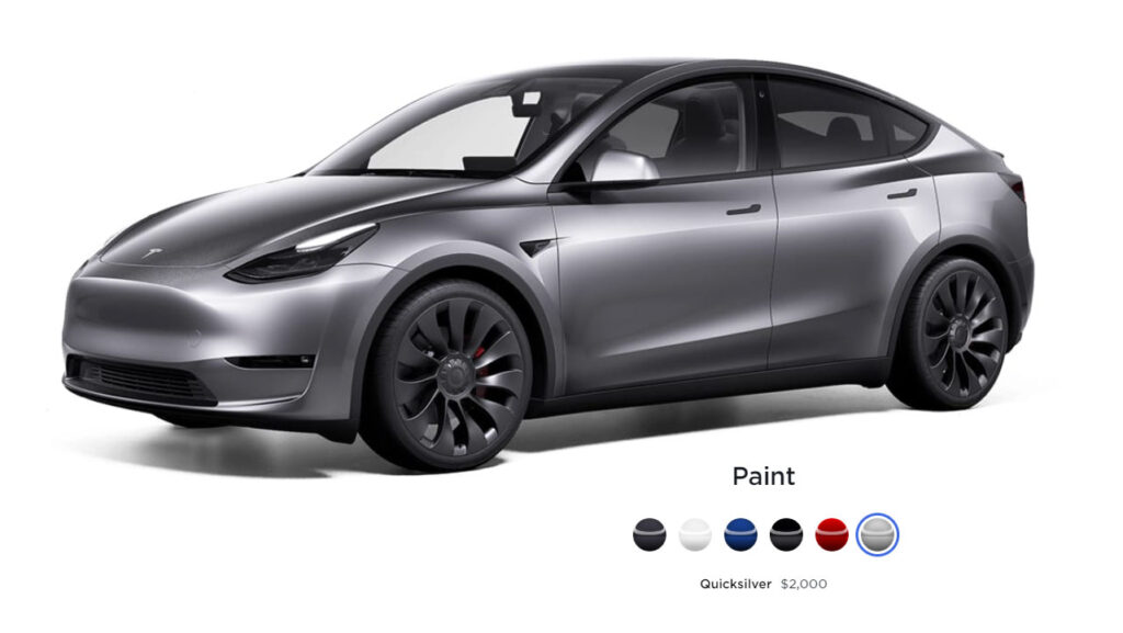 Tesla introduces the new Quicksilver color for the Model Y in the United States.