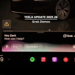 Grok Beta user interface on a Tesla vehicle's center touchscreen display.
