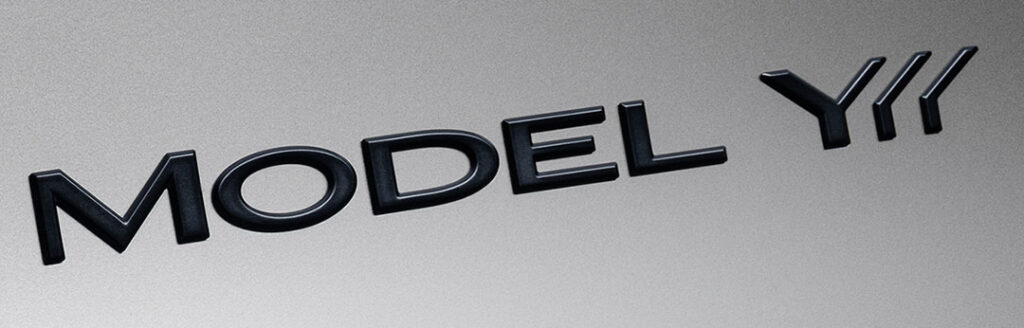 Emblem of the Tesla Model Y L electric SUV for China.