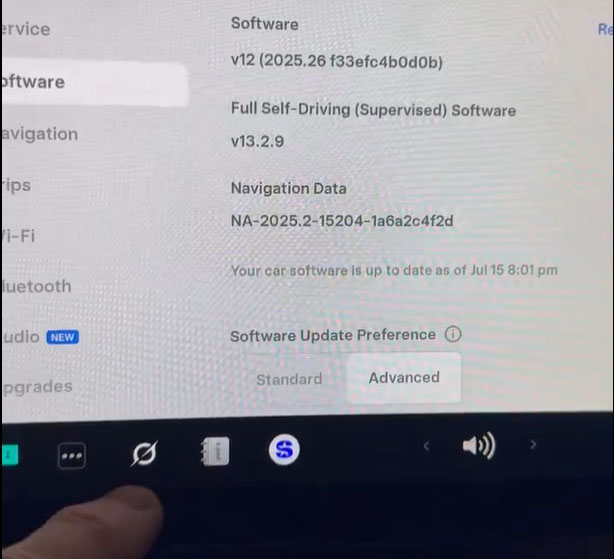 Grok icon added to the Tesla center touchscreens' bottom menu in the 2025.26 update.