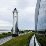 Flight 10 Starship upper stage (Ship 37) being moved to the Starbase launch site for the 10th flight test on 24th August 2025.