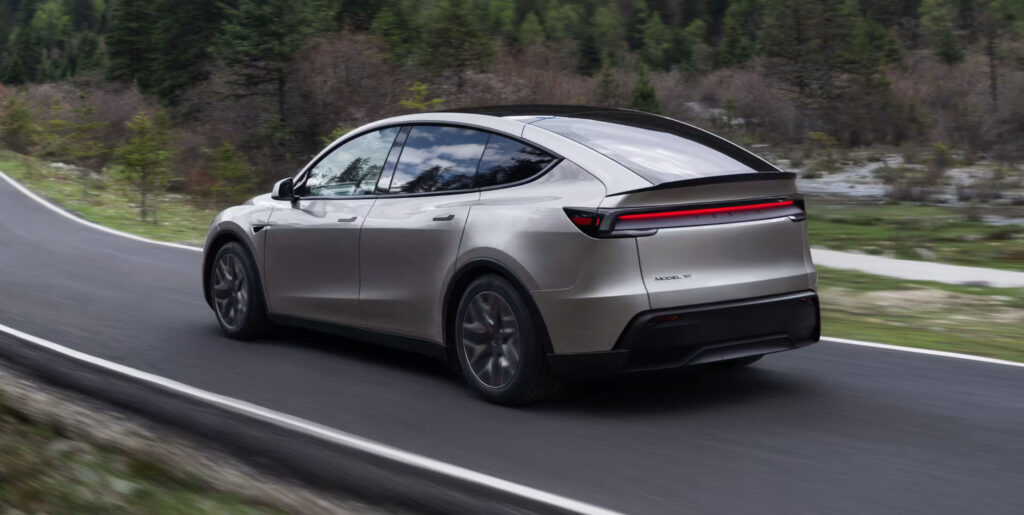 View of the rear-end design of the new Tesla Model Y L in China.