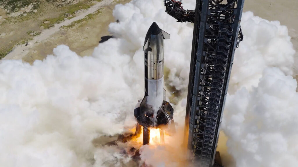 Flight 11 Starship 38 going through a static fire test at Starbase, Texas on Monday, 22nd September 2025.