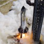Flight 11 Starship 38 going through a static fire test at Starbase, Texas on Monday, 22nd September 2025.