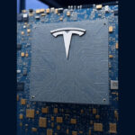 A concept illustration of the next-gen Tesla AI5 neural net inference chip.