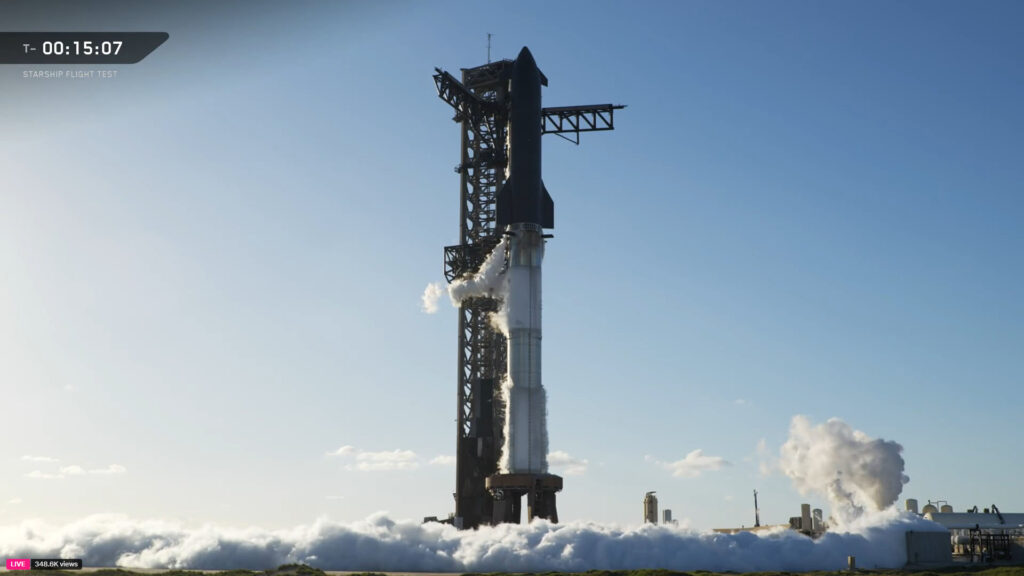 Fully integrated Flight 11 Starship going through propellant-load at the Starbase, Texas launch site on Monday, 13th October 2025.