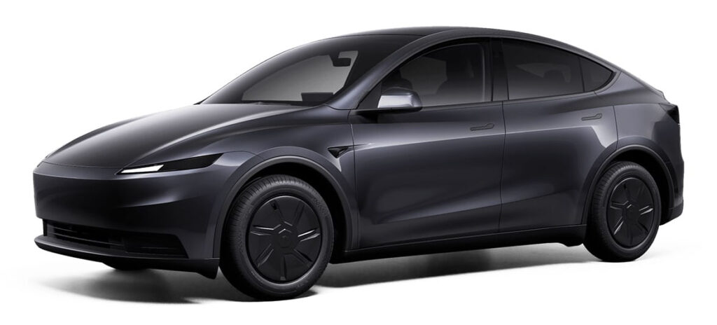 Tesla Model Y Standard in Stealth Grey paint with 18’’ Aperture Wheels.