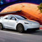 Tesla Model Y Standard (Juniper) in Pearl White Multi-Coat color (side profile).