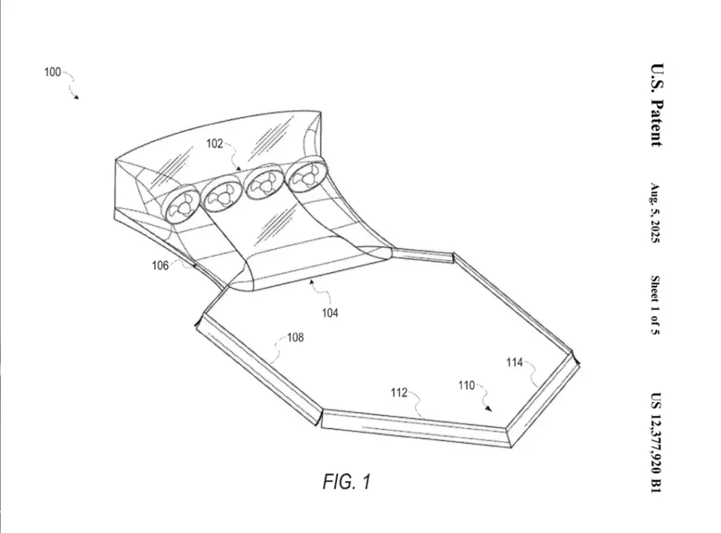 Illustration of Tesla's patented downforce technology using multiple fans. 