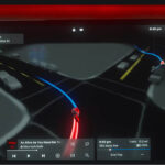 Tesla TRON update turns the ego vehicle visualization into a TRON movie digital motorcycle.
