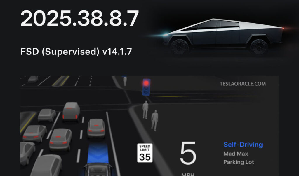 Tesla FSD v14.1.7 (2025.38.8.7) release notes and rollout status.
