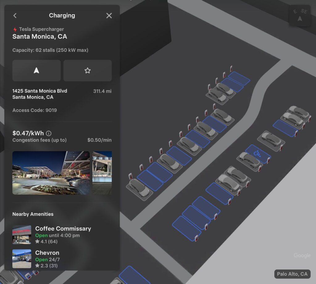 Tesla improves Supercharger navigation and occupancy check in the 2025 Tesla Holiday Update.