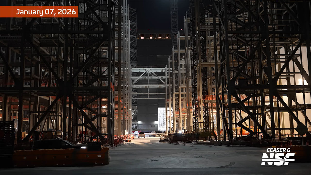 Recent construction progress on Gigabay steel structures at Starbase