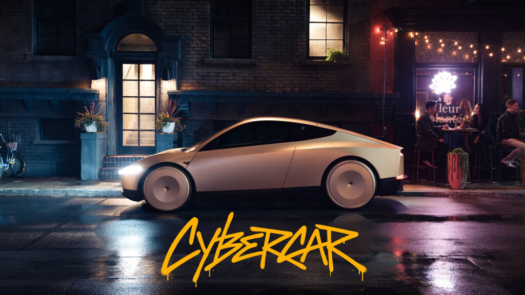 The new 'Cybercar' trademark logo. Tesla registered the Robotaxi vehicle with different names in some U.S. states due to regulations.