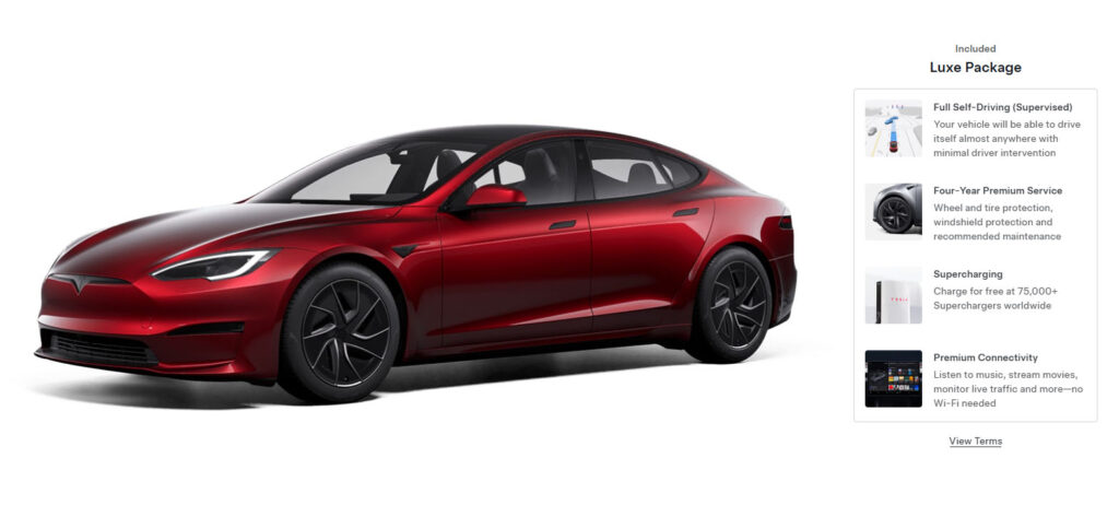 Tesla FSD outright purchase is still available as part of the 2026 Tesla Model S and X Luxe Package.