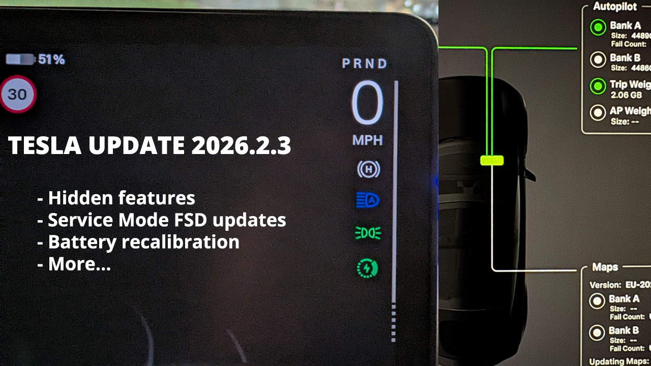 Tesla update 2026.2.3: hidden features, Service Mode FSD updates, battery recalibration, more