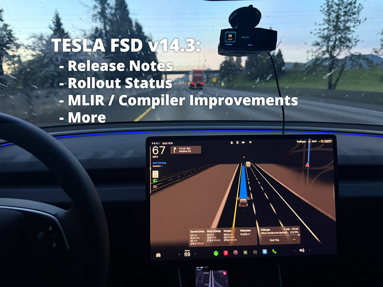 Tesla rolls out FSD v14.3 (2026.2.9.6) with better reaction time, rewritten AI compiler with MLIR (Release Notes, rollout status)