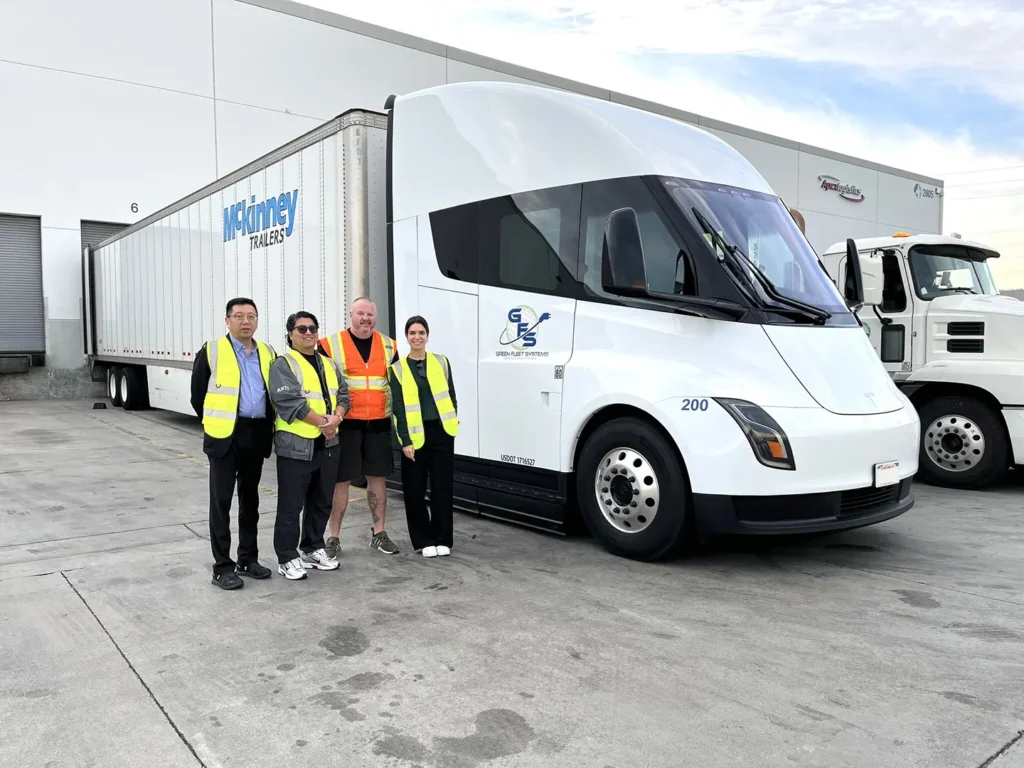 Tesla Semi-truck acquired by Green Field Logistics (GFS) and Apex Logistics for port drayage operations in Southern California. 