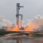 Starship Flight 12 Booster 19 rocket going through its 2nd static fire test at Starbase, Texas, on Thursday, 7th May, 2026.