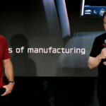 Tesla's Chief Designer Franz von Holzhausen (left) and CEO Elon Musk (right) on stage during the Signature Edition Model S and X Delivery Event at the Fremont factory.