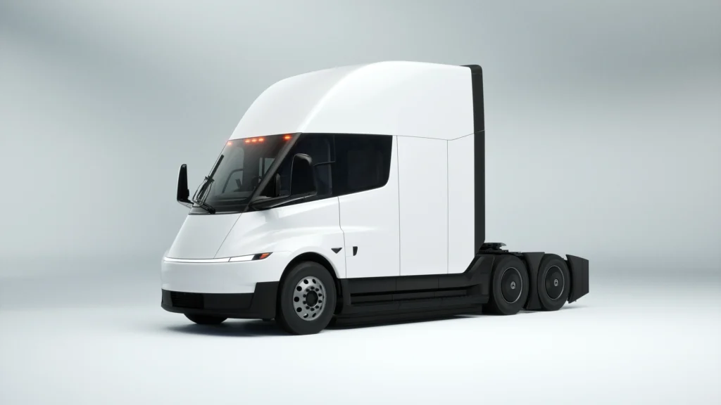 Animated image of the Tesla Semi-truck's two variants. First is the 500-mile and second is the 300-mile version.