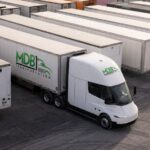 MDB Transportation's Tesla Semi moving containers in a three-week pilot drayage program in Los Angeles, California.
