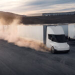 Tesla Semi accelerating at the Giga Nevada test track.