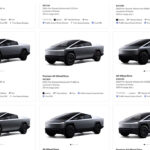 Screenshot of the Tesla Cybertruck inventory page as Tesla sold them at discounted prices.