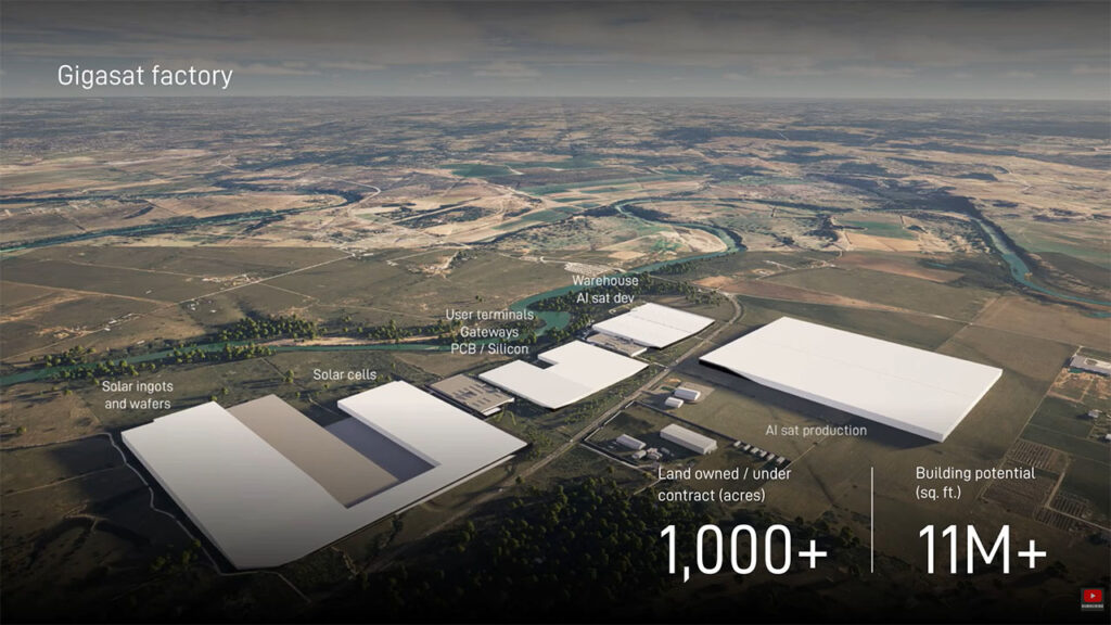 Rendered image of SpaceX's Planned Gigasat Factory in Bastrop, Texas.