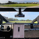 Screenshot from Chuck Cook's Cybertruck Actually Smart Summon testing in a parking lot.