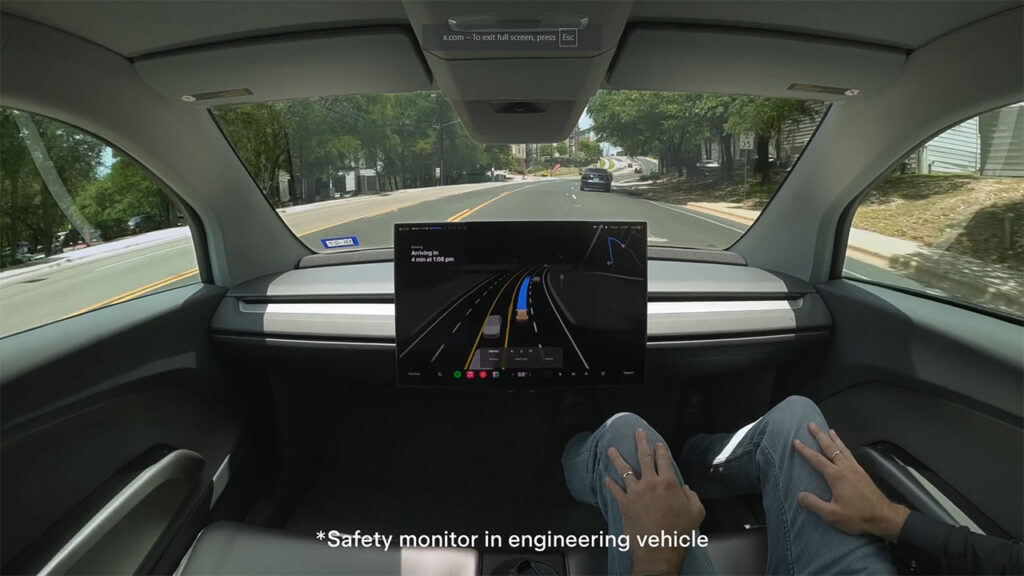Tesla Cybercab engineering vehicle tested on Austin roads without a steering wheel or even pedals (video below).