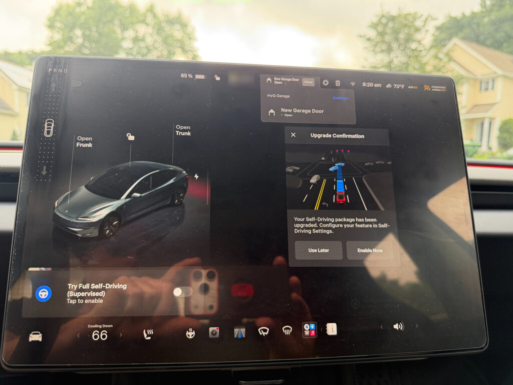 Tesla FSD v14.3.6 installation confirmation screen on a HW4/AI4 Tesla Model 3.