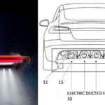 Left: Tesla Roadster pre-unveiling teaser image flipped vertically. Right: Tesla's Electric Fan Car patent shows the placement of the ducted fans to increase downforce and reduce drag.