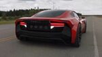 Fan-made concept render of a Tesla Roadster with SpaceX thrusters located behind its license plate.